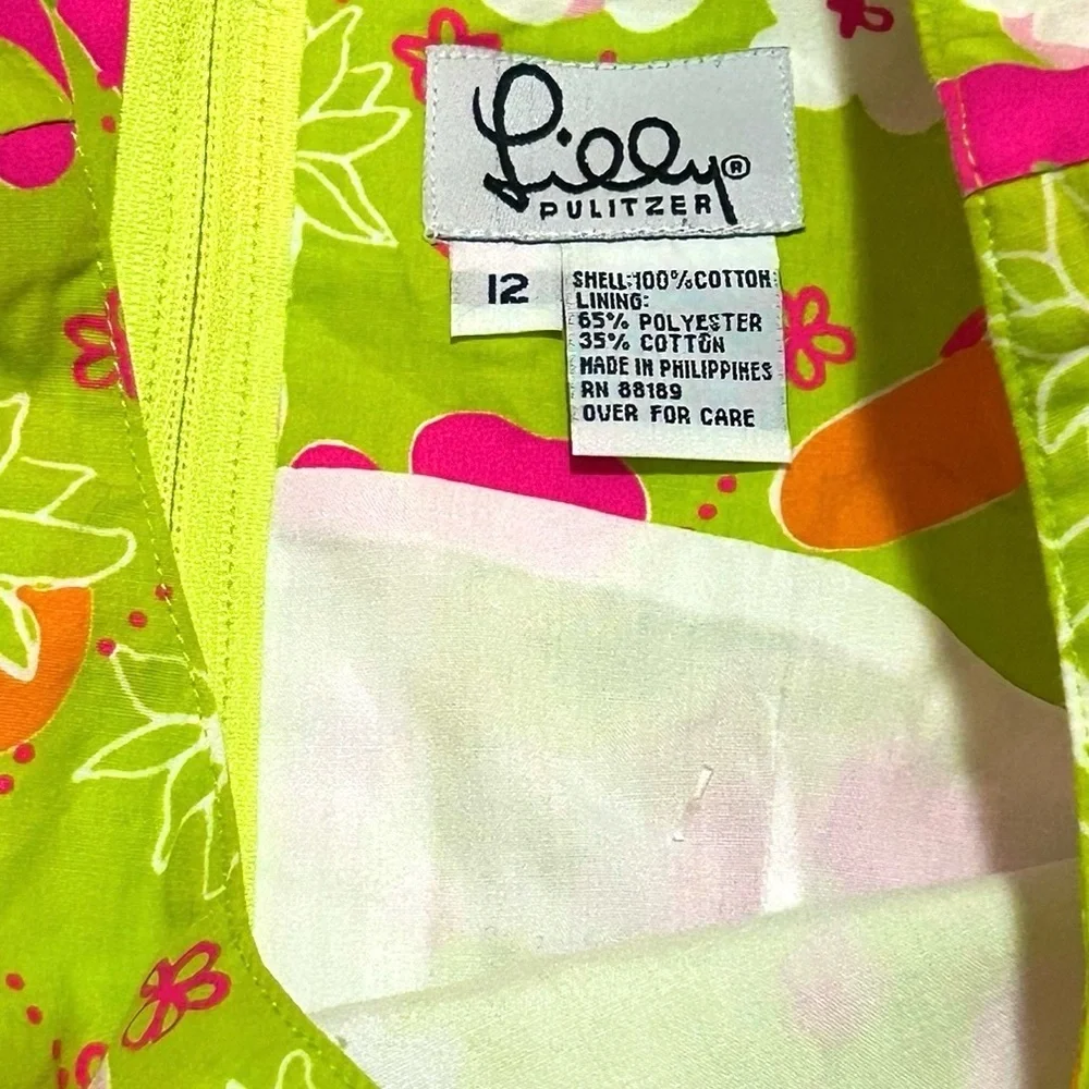 Lilly Pulitzer Rare Vintage Shift Side Bow Floral Sleeveless Dress